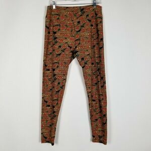LuLaRoe Leggings Women's Size Tall Curvy Pull On Stretchy Orange Geometric Pants